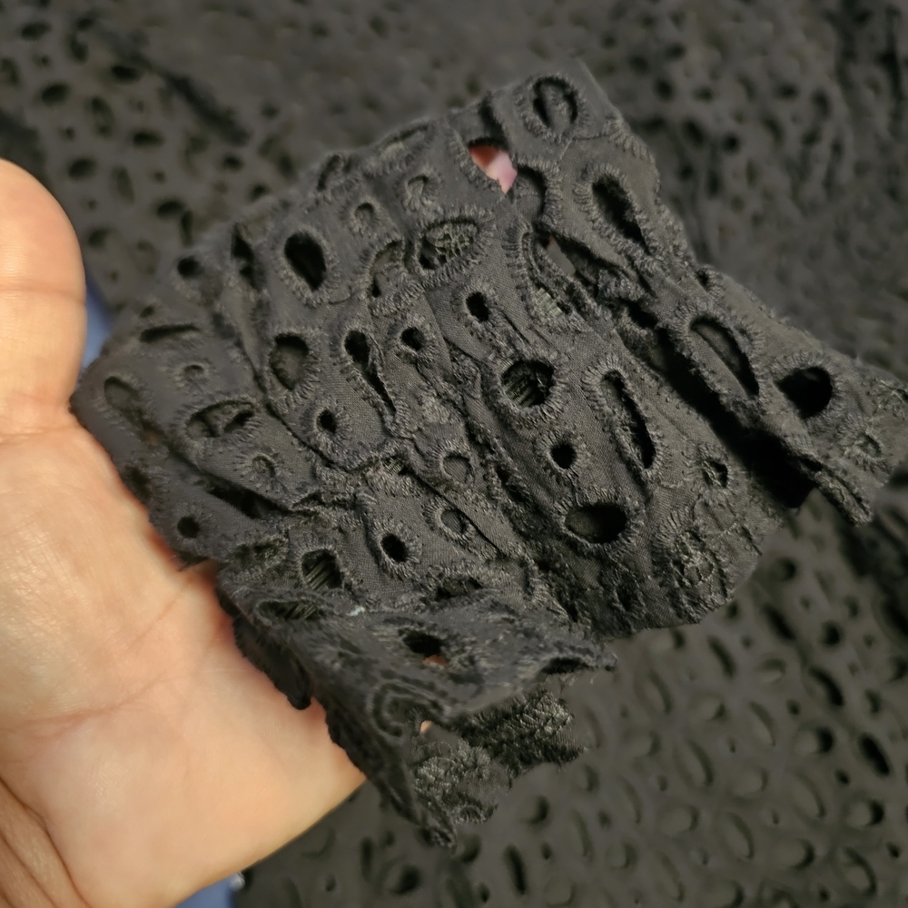 Chic Black Eyelet Long Sleeve Dress - Picture 8 of 11